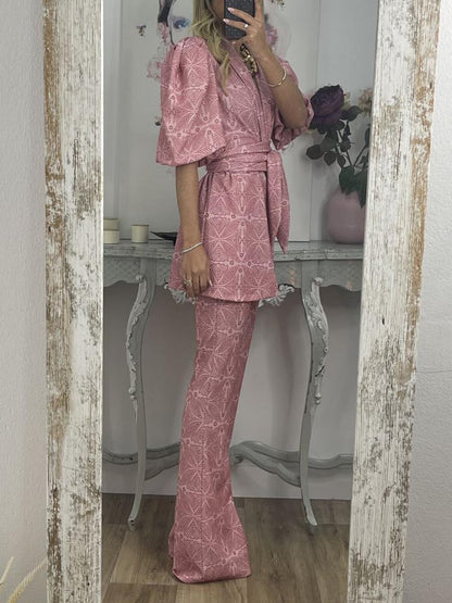 Casual Ethnic Style Printed Flared Pants