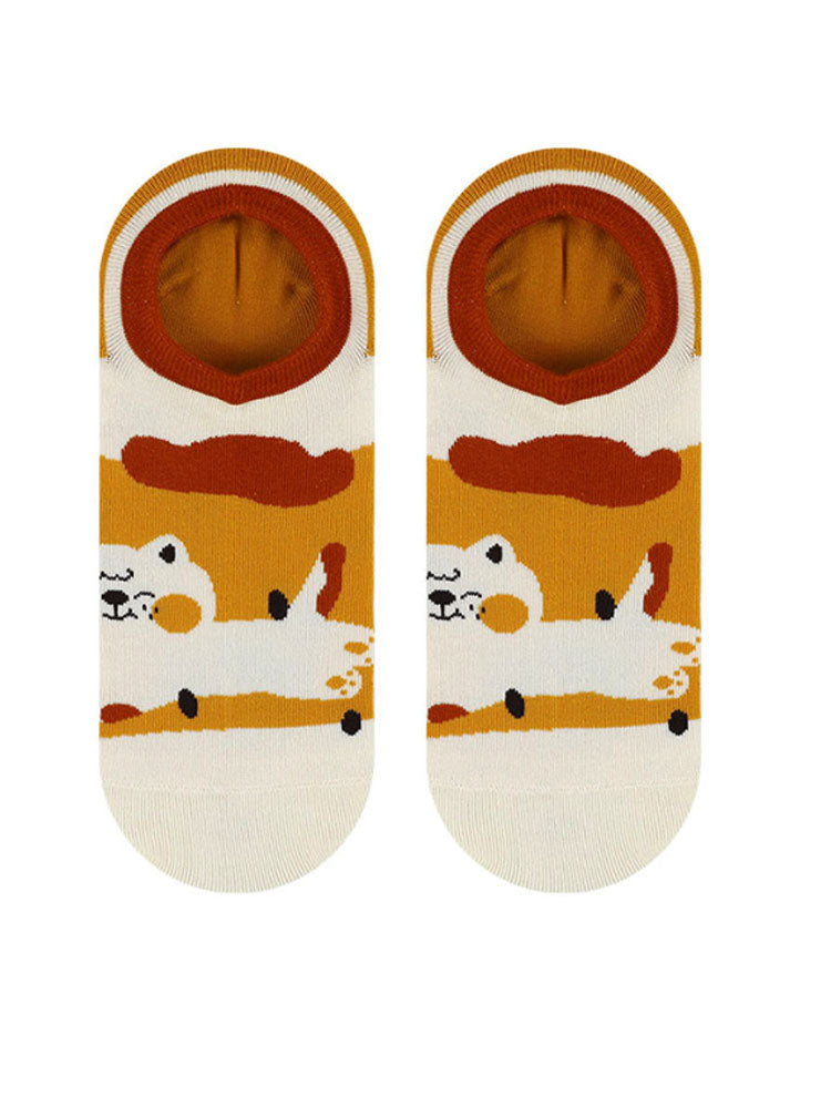 Cartoon Kitty Boat Socks