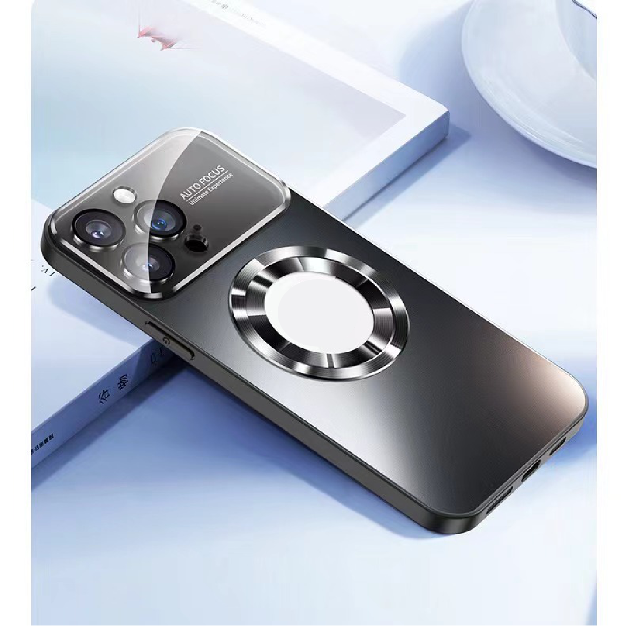 Large Window Lens Protection Frosted Magnetic Phone Case