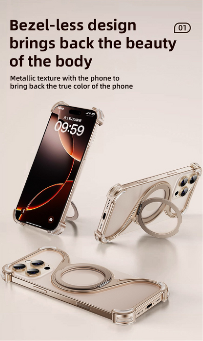 M-shaped Metal Rotating Stand Magnetic Phone Case