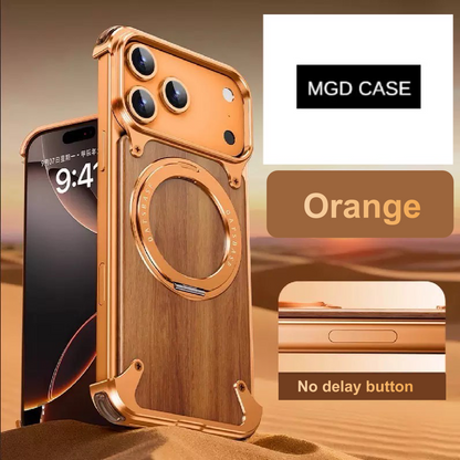 Luxury Designed Magnetic Walnut Metal Phone Case