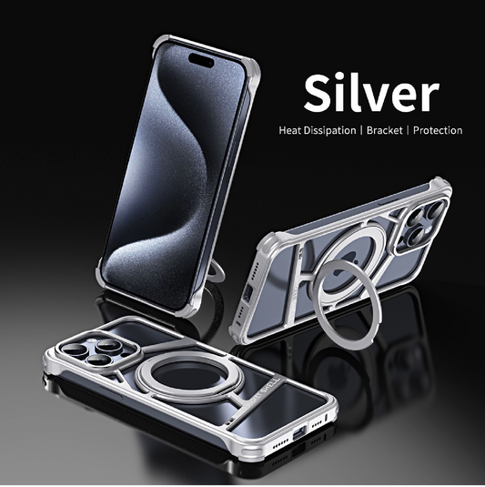 Magnetic Heat Dissipation Metal Rotating Stand Phone Case
