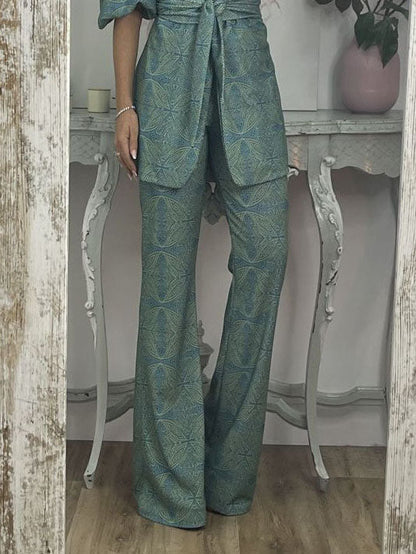 Casual Ethnic Style Printed Flared Pants