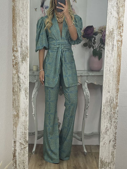 Casual Ethnic Style Printed Flared Pants