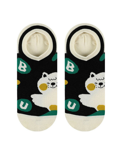 Cartoon Kitty Boat Socks