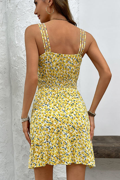 Fashion Floral Print Sleeveless Mini Dress