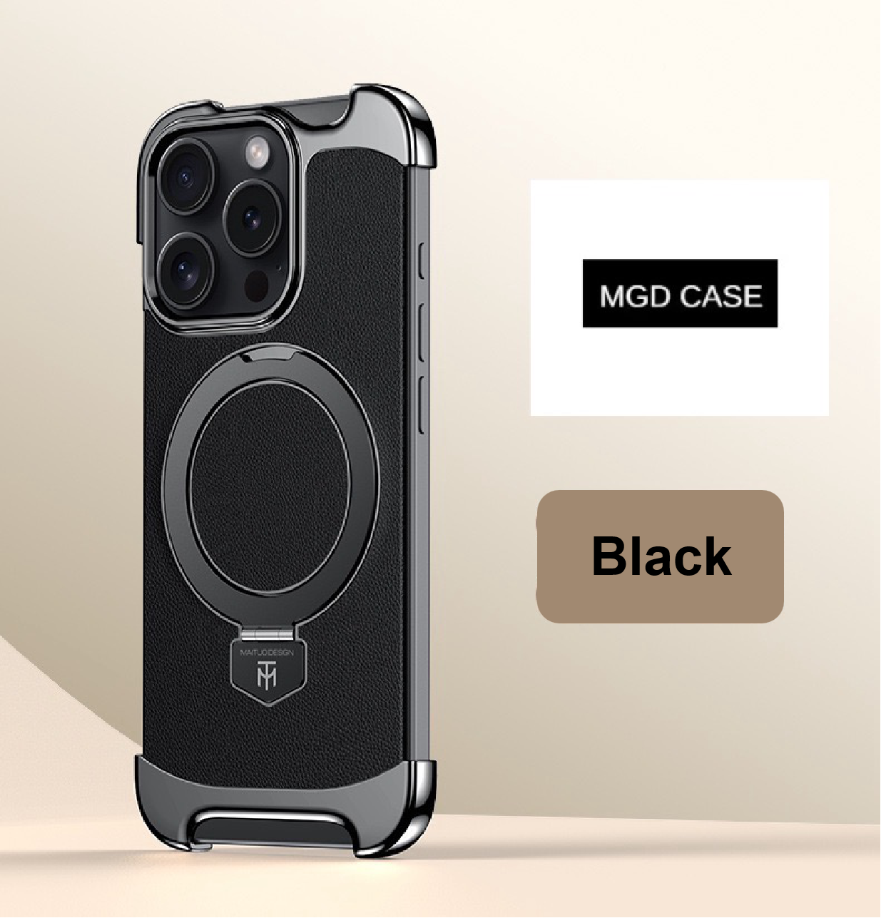 Brand New Plain Leather Borderless Magnetic Bracket Mobile Phone Case