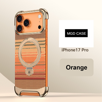 Noble Artistic Frame Carbon Fiber Pattern Magnetic Bracket Phone Case