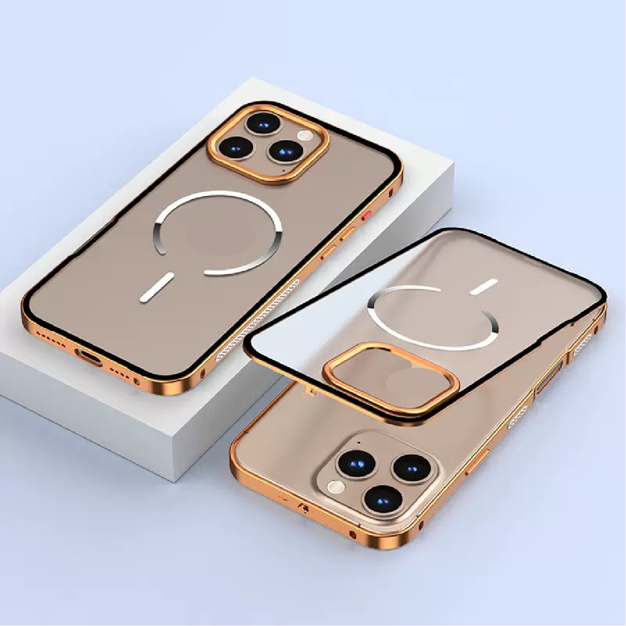 New Design Frosted Back Metal Frame Magnetic Anti-Fall Phone Case