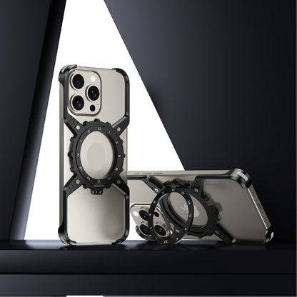 Mechanical Gear Luminous Rotating Bracket Magnetic Phone Case
