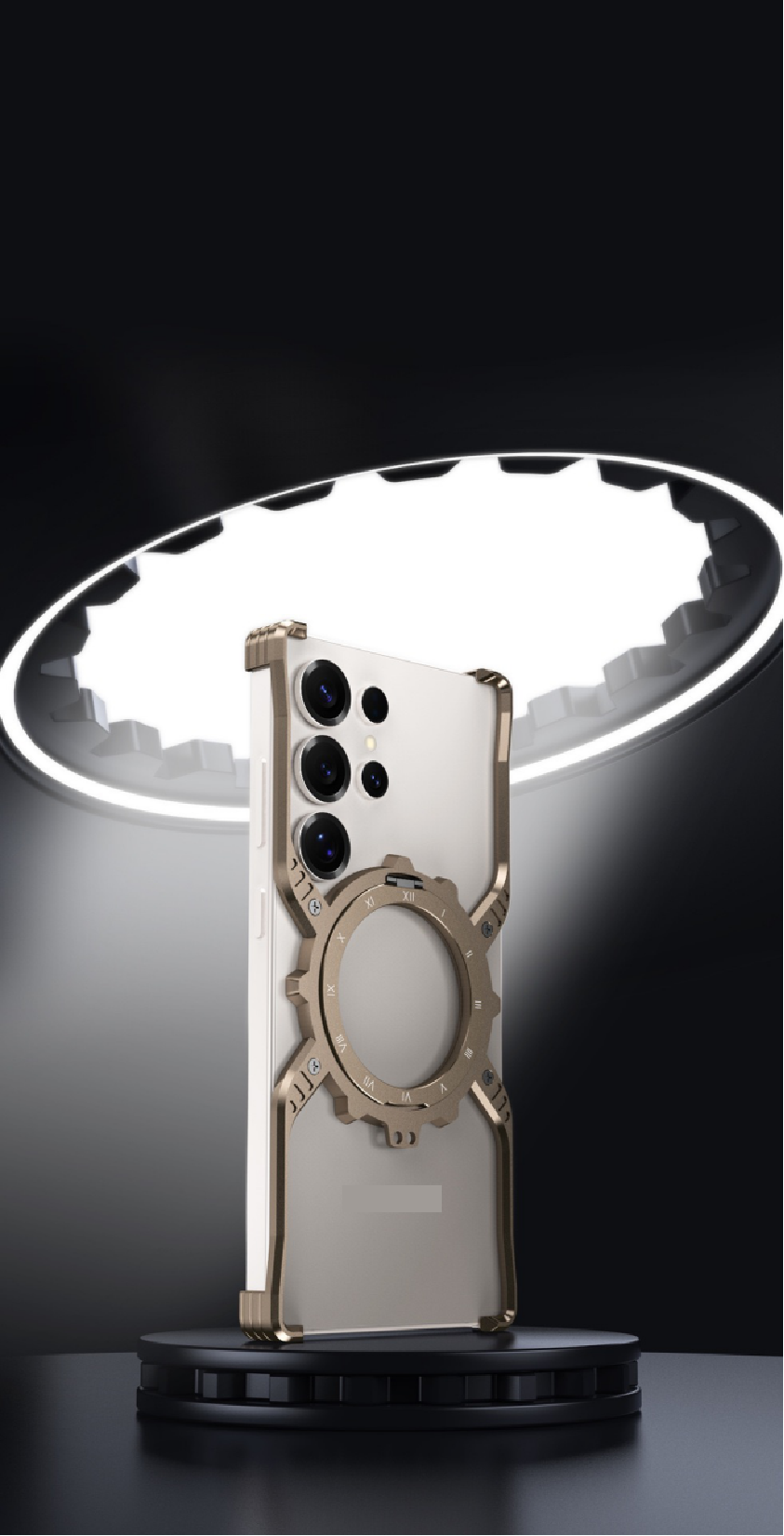 Mechanical Gear Luminous Rotating Bracket Magnetic Phone Case