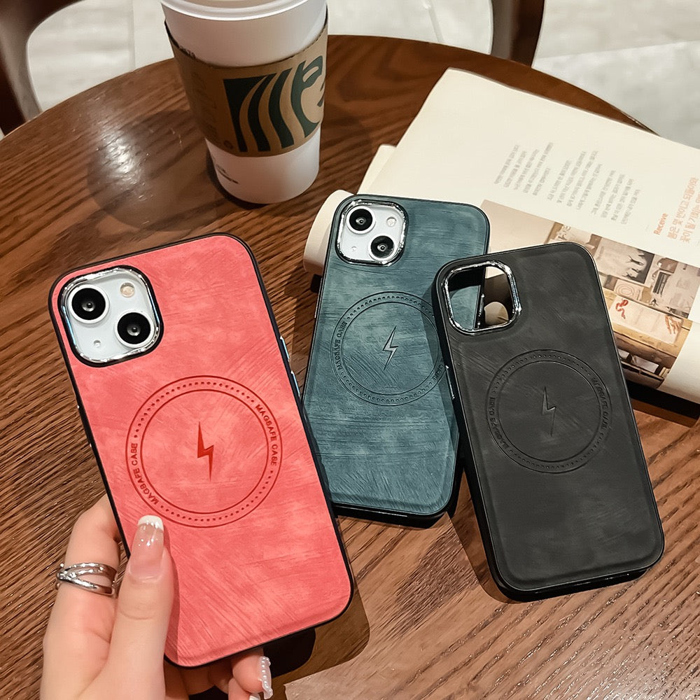 Leather texture magnetic phone case