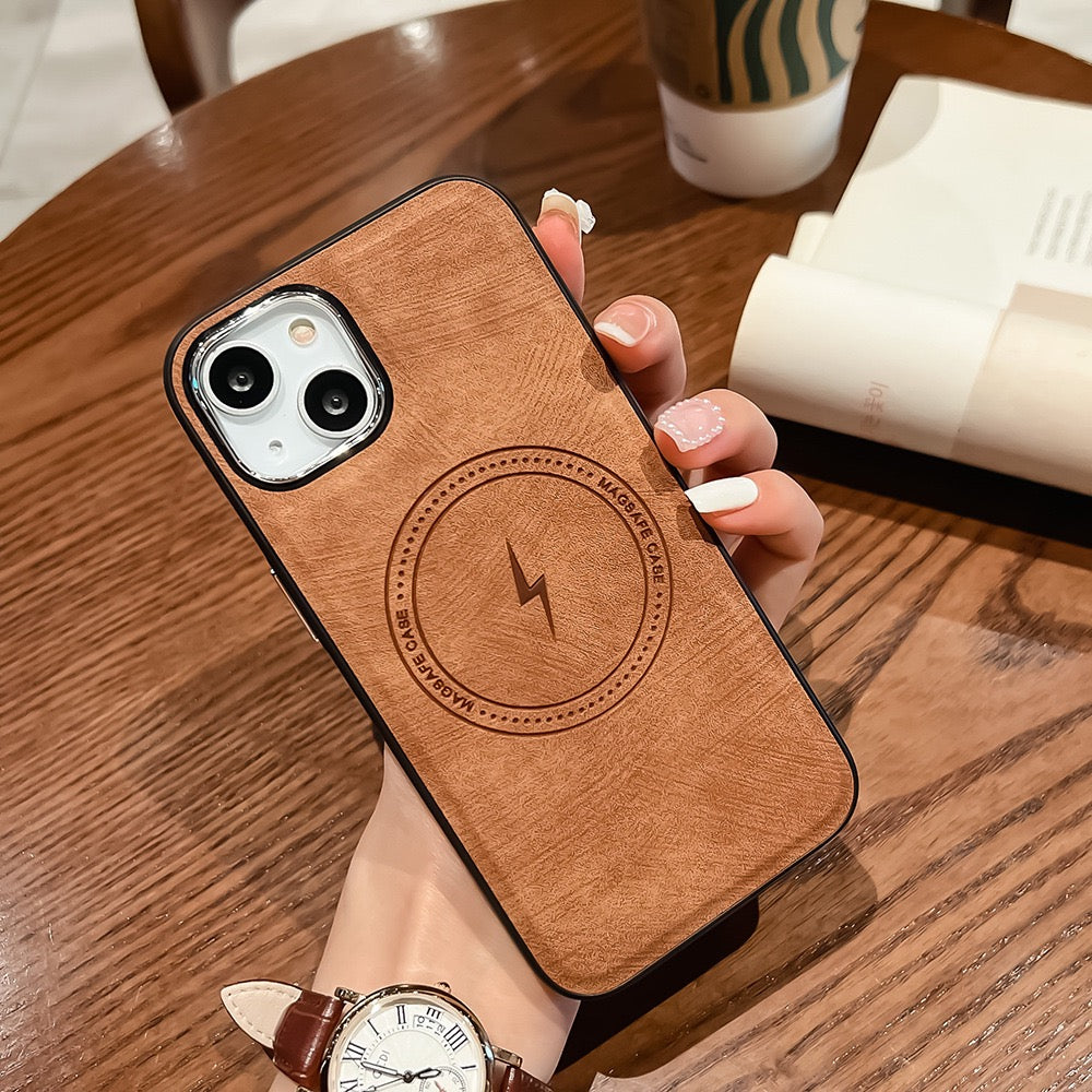 Leather texture magnetic phone case