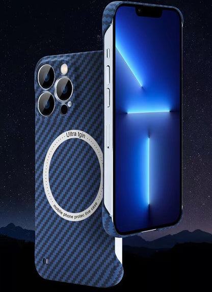 Carbon fiber pattern magnetic frameless mobile phone case