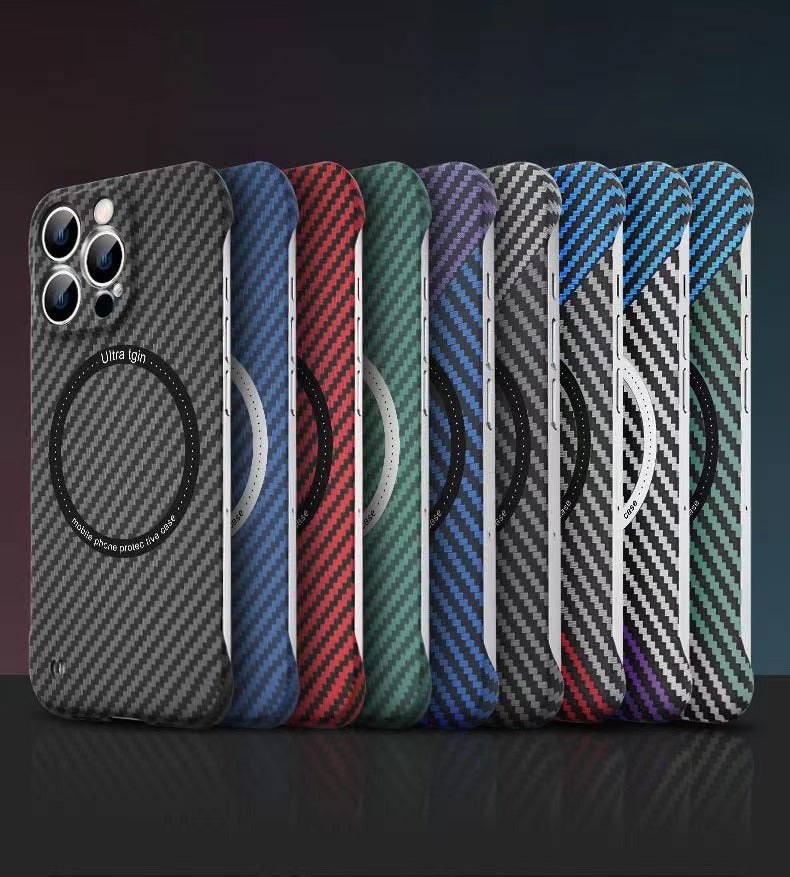 Carbon fiber pattern magnetic frameless mobile phone case