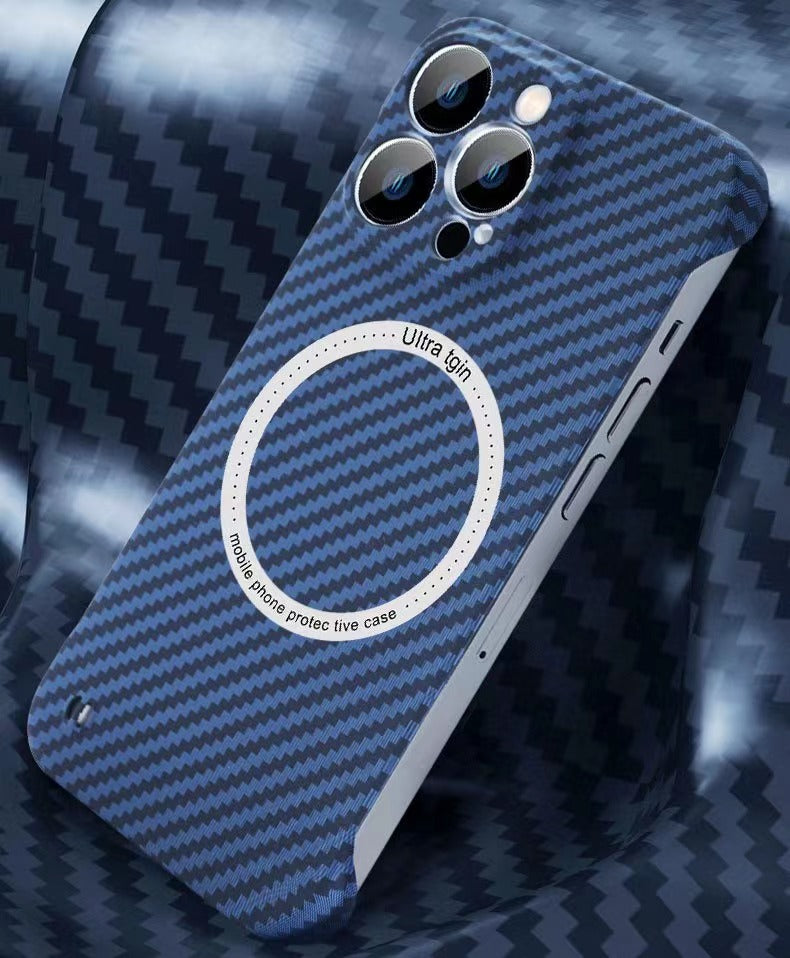 Carbon fiber pattern magnetic frameless mobile phone case