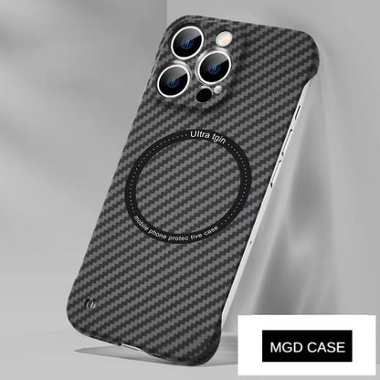 Carbon fiber pattern magnetic frameless mobile phone case