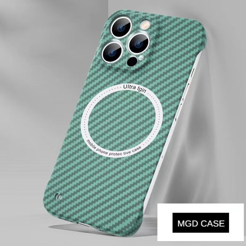 Carbon fiber pattern magnetic frameless mobile phone case