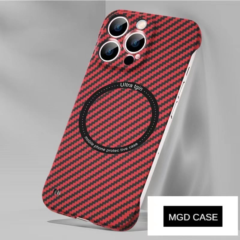 Carbon fiber pattern magnetic frameless mobile phone case