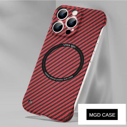 Carbon fiber pattern magnetic frameless mobile phone case