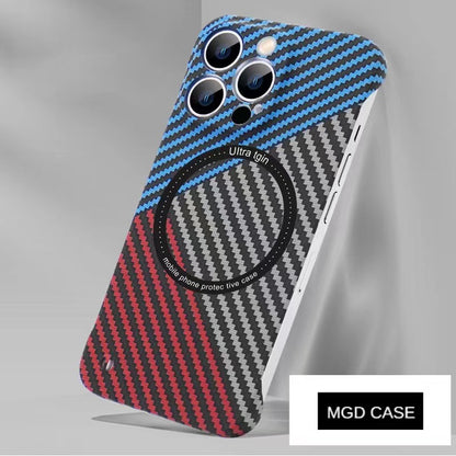 Carbon fiber pattern magnetic frameless mobile phone case