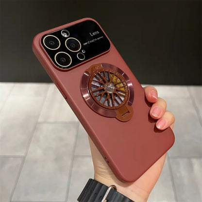 Lens protection rotating gyroscope phone case