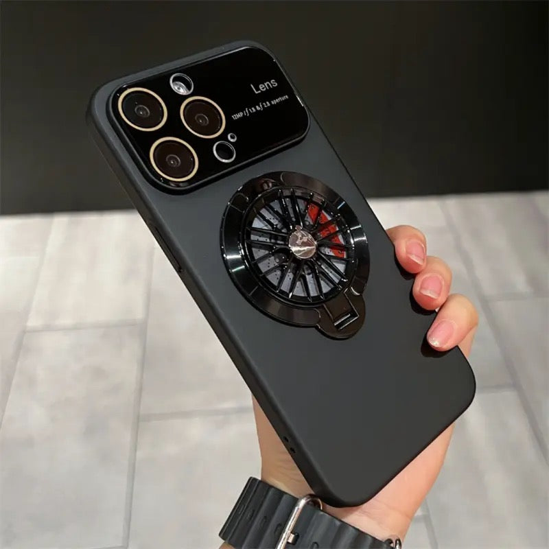 Lens protection rotating gyroscope phone case
