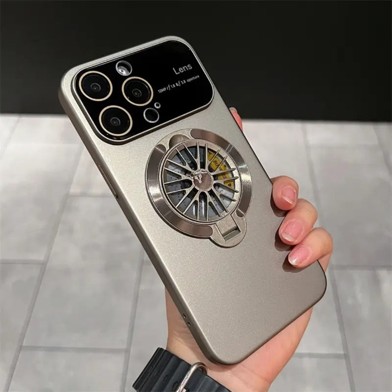 Lens protection rotating gyroscope phone case