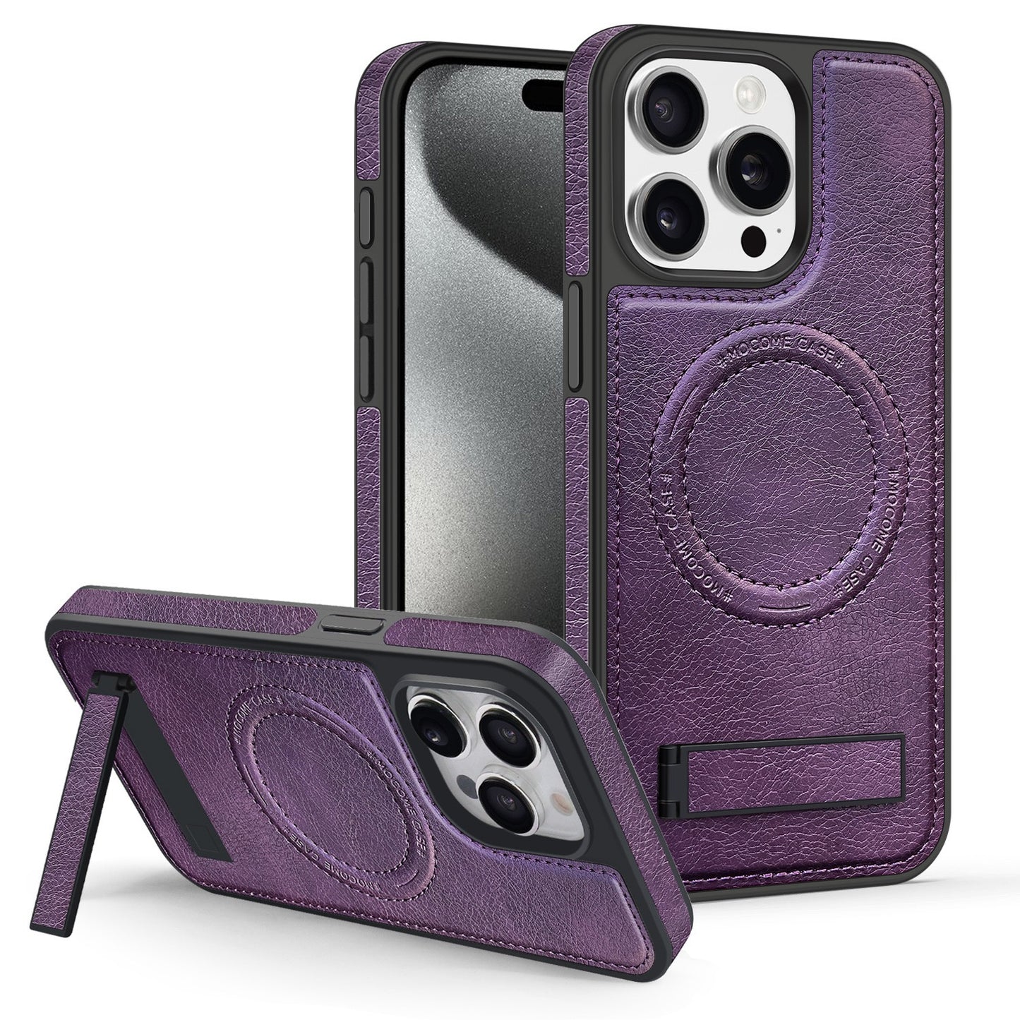 Leather stand magnetic phone case
