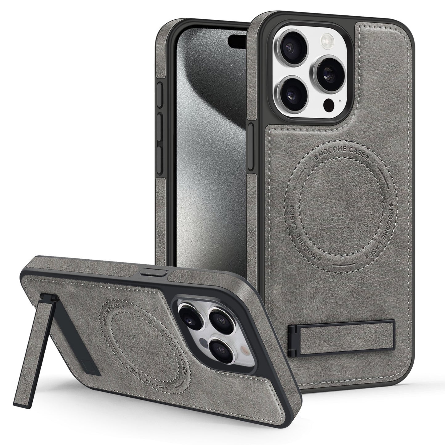 Leather stand magnetic phone case