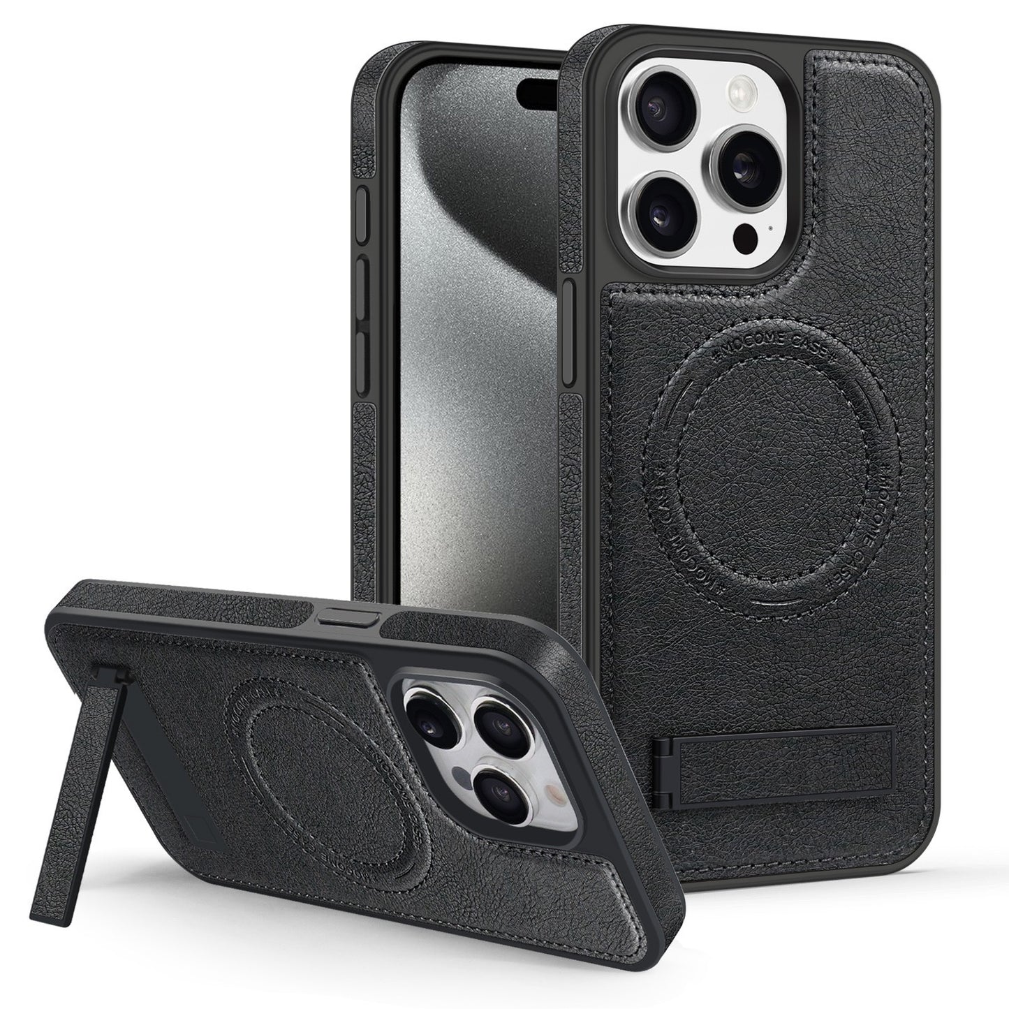Leather stand magnetic phone case