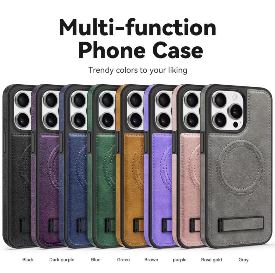 Leather stand magnetic phone case