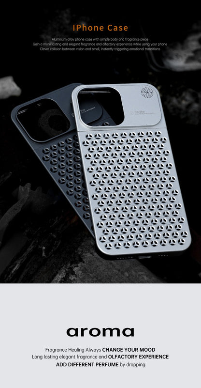2025 Creative Fragrance heat dissipation metal snap phone case