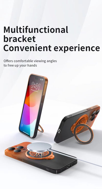 New Contrasting Color Rotating Gyroscope Magnetic Phone Case