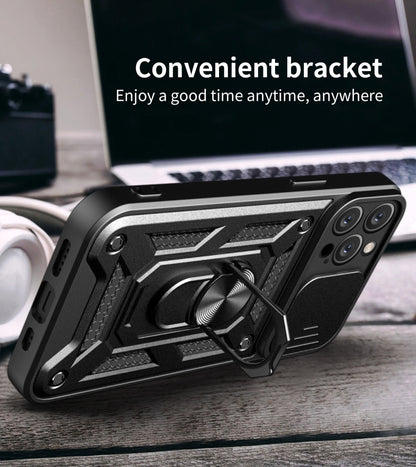Mecha sliding cover lens protective phone case