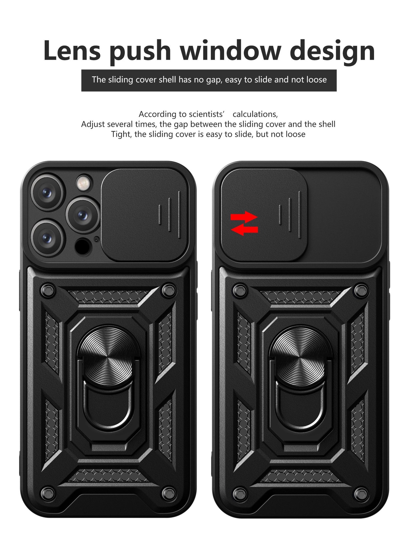 Mecha sliding cover lens protective phone case