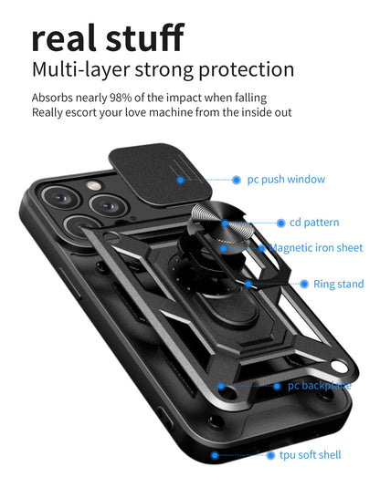 Mecha sliding cover lens protective phone case