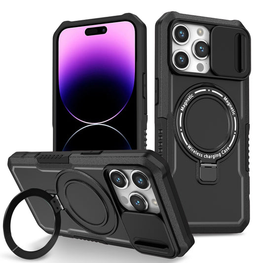 Mechanical style lens protection bracket magnetic phone case
