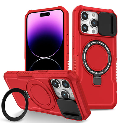 Mechanical style lens protection bracket magnetic phone case