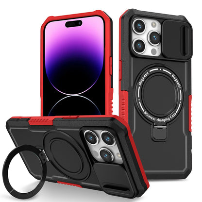 Mechanical style lens protection bracket magnetic phone case