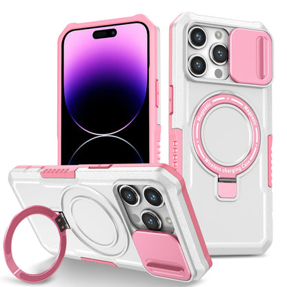 Mechanical style lens protection bracket magnetic phone case