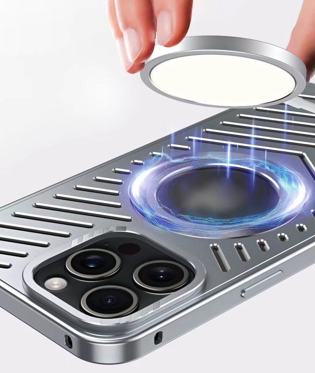 Ice-dazzling Magnetic Metal Buckle Heat Dissipation Phone Case