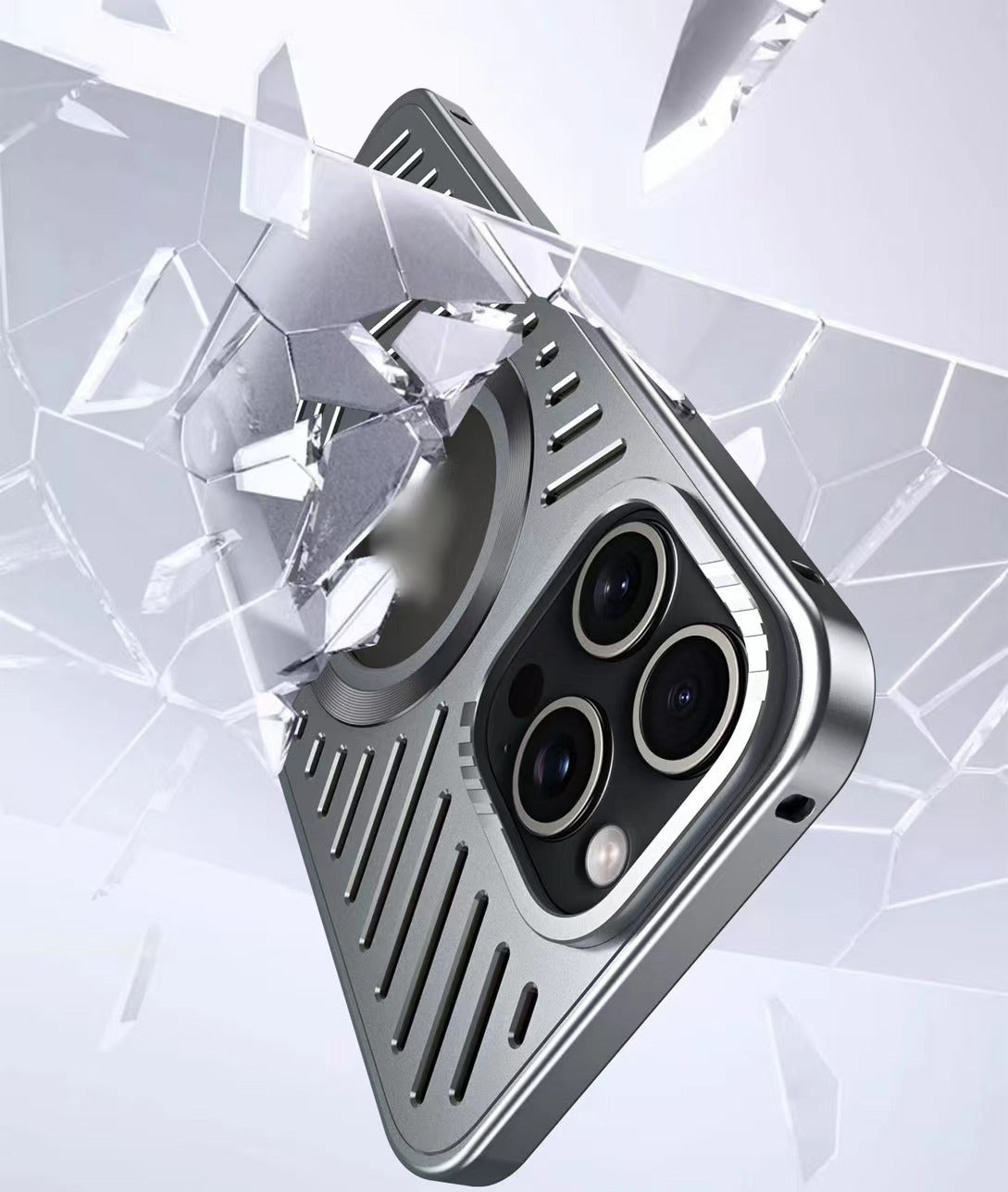Ice-dazzling Magnetic Metal Buckle Heat Dissipation Phone Case
