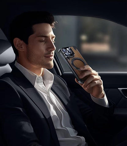 Luxury Designed Magnetic Walnut Metal Phone Case