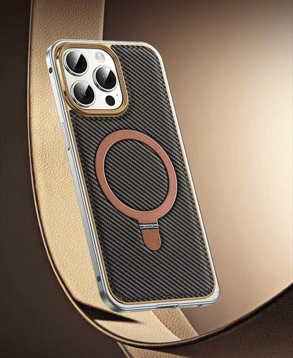 Business Leather Metal Frame Magnetic Phone Case