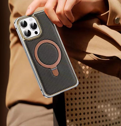 Business Leather Metal Frame Magnetic Phone Case
