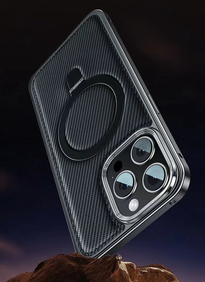 Business Leather Metal Frame Magnetic Phone Case