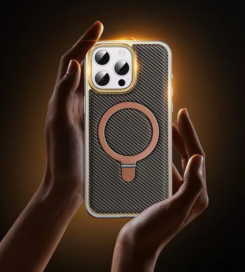 Business Leather Metal Frame Magnetic Phone Case