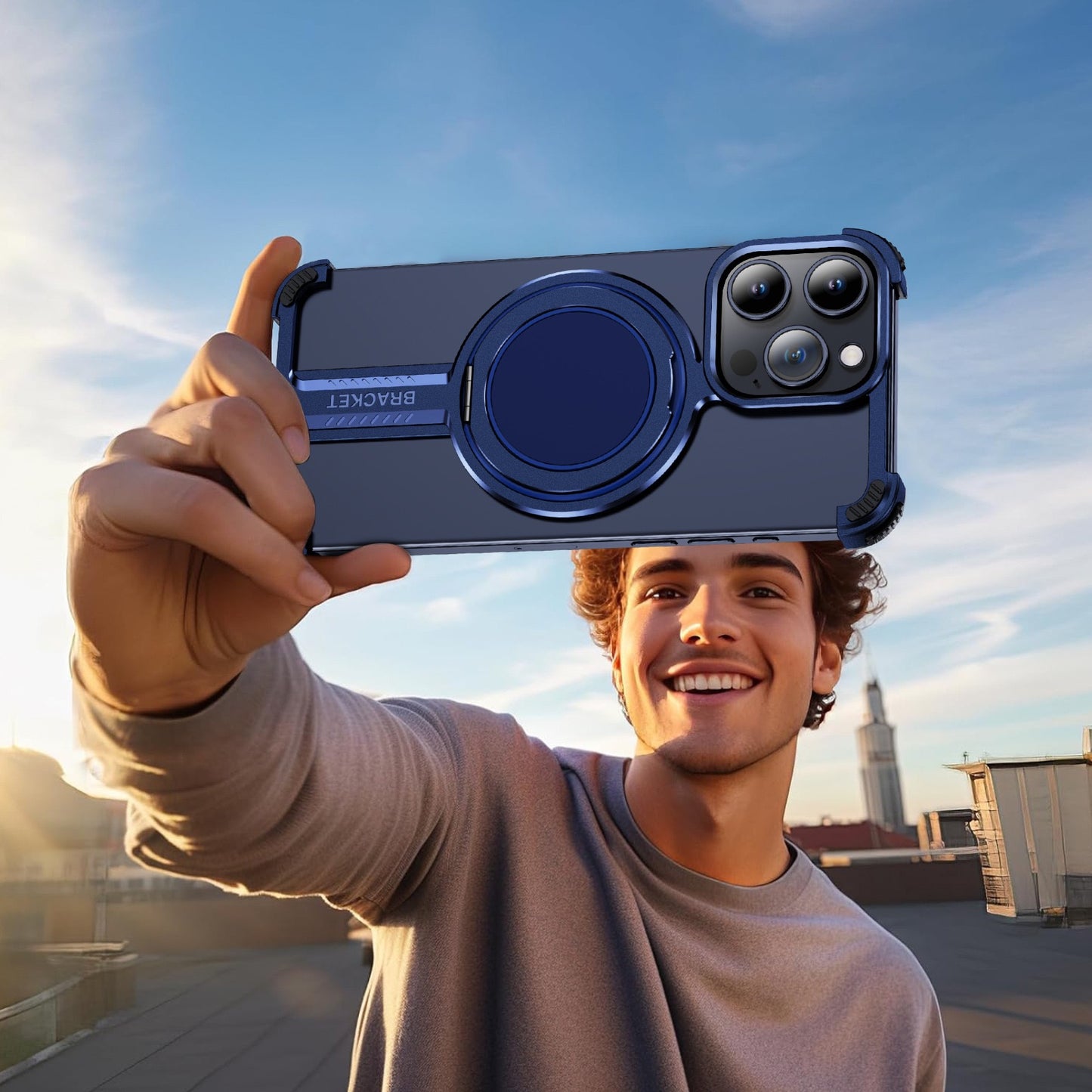 Personalized Skeleton Rotating Magnetic Holder Phone Case