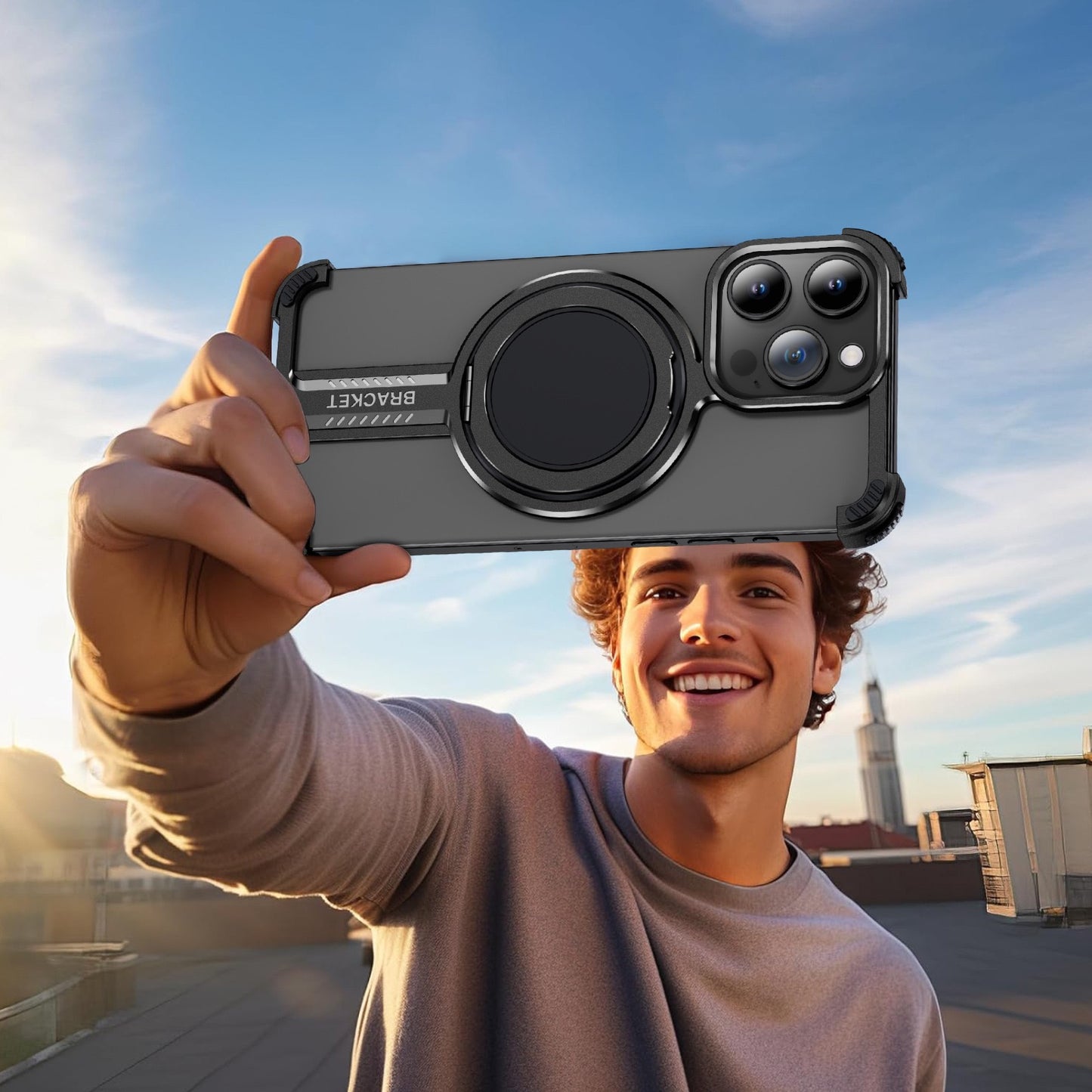 Personalized Skeleton Rotating Magnetic Holder Phone Case